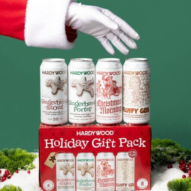 Celebrate the holidays with Hardywood's Holiday Gift Pack!🎅🍻

With returning favorites Gingerbread Stout, Gingerbread Porter, Christmas morning, and  a pack exclusive Fluffy GBS!

#hardywood #craftbeer #holidaybeer #cheers
